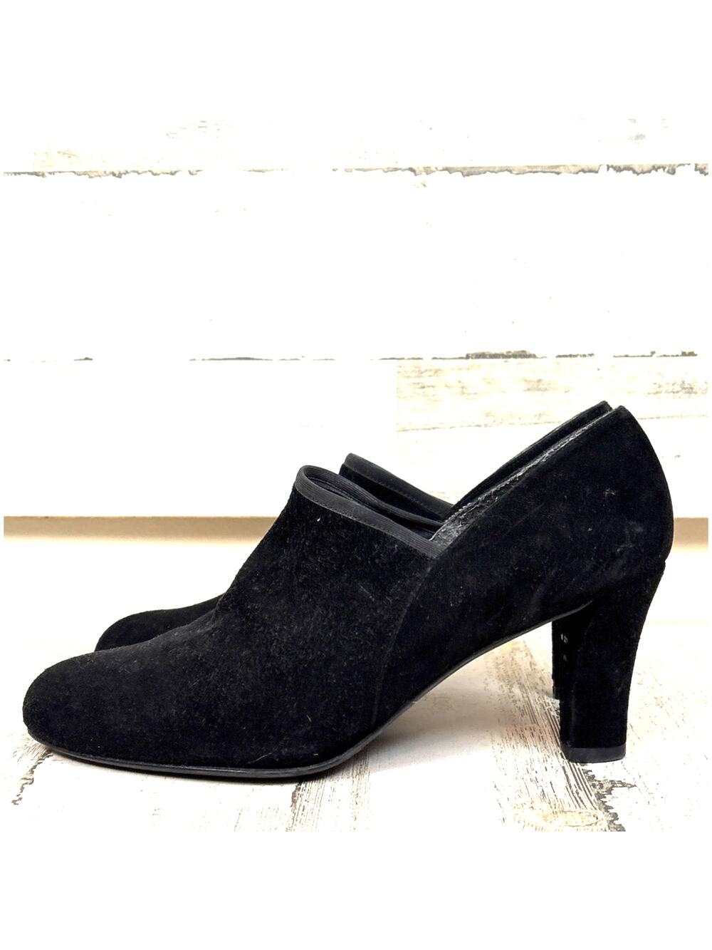 Stuart Weitzman 9 Black Suede Highland Bootie Pumps Designer Luxe